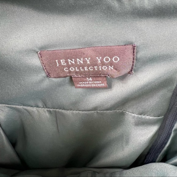 JENNY YOO Green Tulle Strapless Dress in Size 14 - Picture 3 of 4